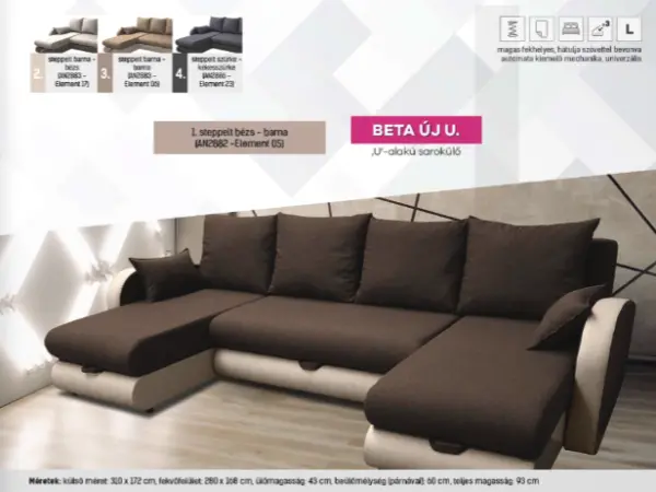 Beta új u alakú kanapé
